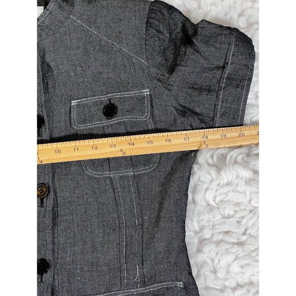 Calvin Klein Womens Safari Jacket Sz 4 Blazer Grey Short Sleeve 4 Pockets Linen - Picture 3 of 11